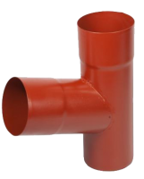 Тройник трубы, сталь, d-90 мм, красный, Aquasystem