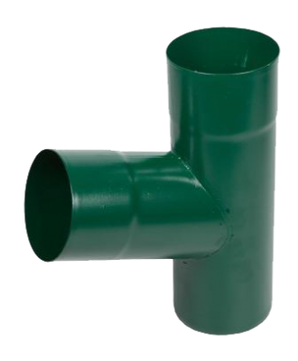 Детальное фото тройник трубы, сталь, d-100 мм, зеленый, aquasystem